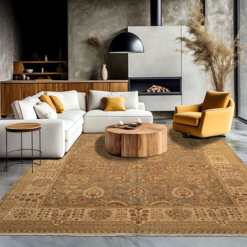 7'10''x9'9'' Tibetano Hand Knotted Wool Gray Agra Traditional Rug - 7' 10'' x 9' 9'' - 7' 10'' x 9' 9''
