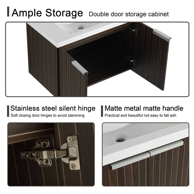 Malwee 24"/30"/36"/48" Bathroom Vanity with Sink, Floating Bathroom Vanity with Soft Close Door