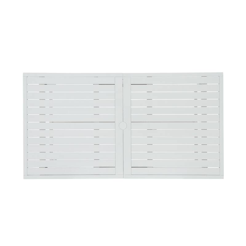 5-Piece Outdoor Acacia Wood Dining Set with Rectangular Table and Umbrella Hole for Family Gatherings