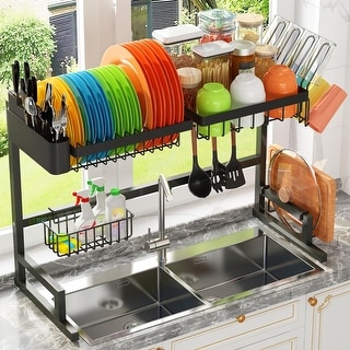 Over The Sink Dish Drying Rack Expandable Height and Length 2 Tier ...