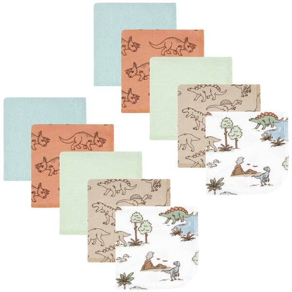 slide 1 of 1, Hudson Baby Flannel Washcloths, Dinosaur Adventures 10Pk, One Size - Dinosaur Adventures 10Pk - One Size One Size - Dinosaur Adventures 10Pk