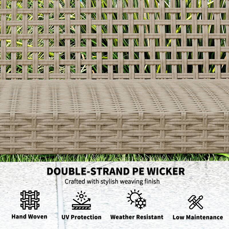 3-Seat Wicker Outdoor Sofa with Steel Frame for Patio - 70.9" L x 27.6" W x 31.1" H