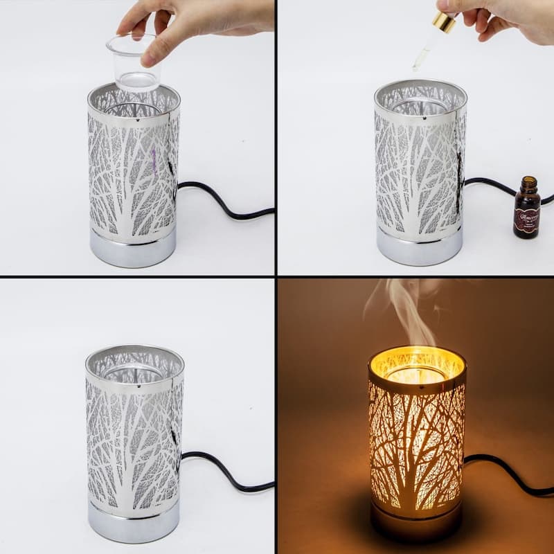 7" Touch lamp/Oil burner/Wax warmer-Silver Wine Time - 3.75*3.75*7