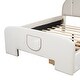 preview thumbnail 10 of 10, Full Beige Velvet Upholstered Platform Bed w/ Bed-End Storage Pocket
