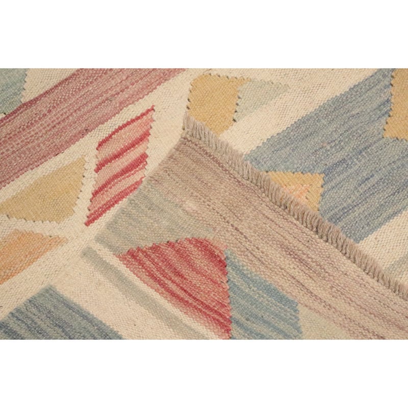 Hand Woven Oriental 100% Wool Carpet Southwestern Tribal Multi-Colored Kilim Area Rug - 9' 7'' X 6' 7''