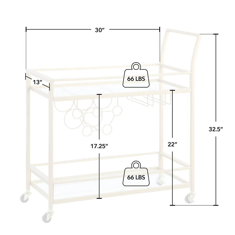 FirsTime & Co. Francesca Bar Cart, Metal Frame, Wood/Glass Top