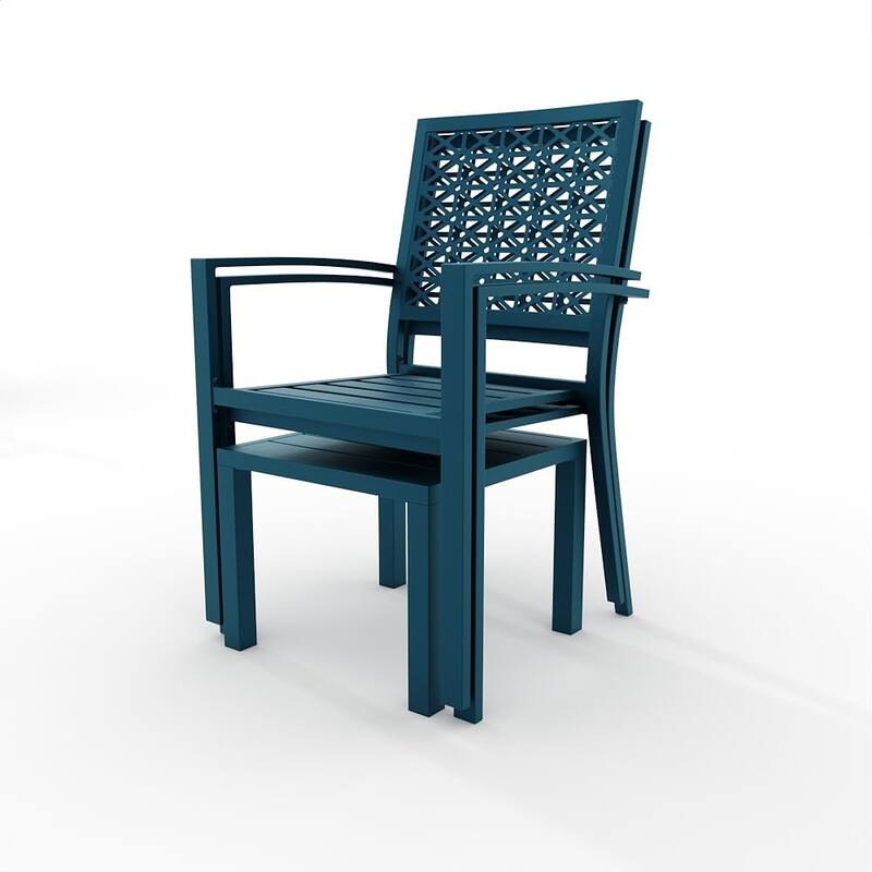 3-Piece Bistro Set, Outdoor Bistro Set, Stackable Metal Square Table and Chairs - 22.8x21.5x35in