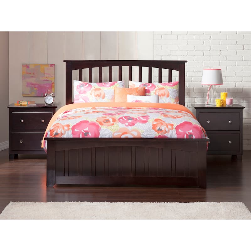 Bohemian Platform Bed with Drawers - Espresso Finish, Modern Style Bed Frame, Storage Bed, Low Profile Bed