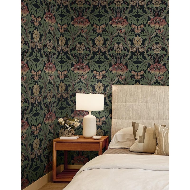 Seabrook Designs Primrose Garden Floral Prepasted Wallpaper