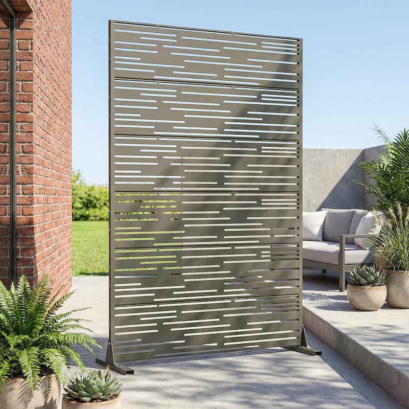 Shine Metal Privacy Screen Panel Free Standing - Olive Green - 72"x47"
