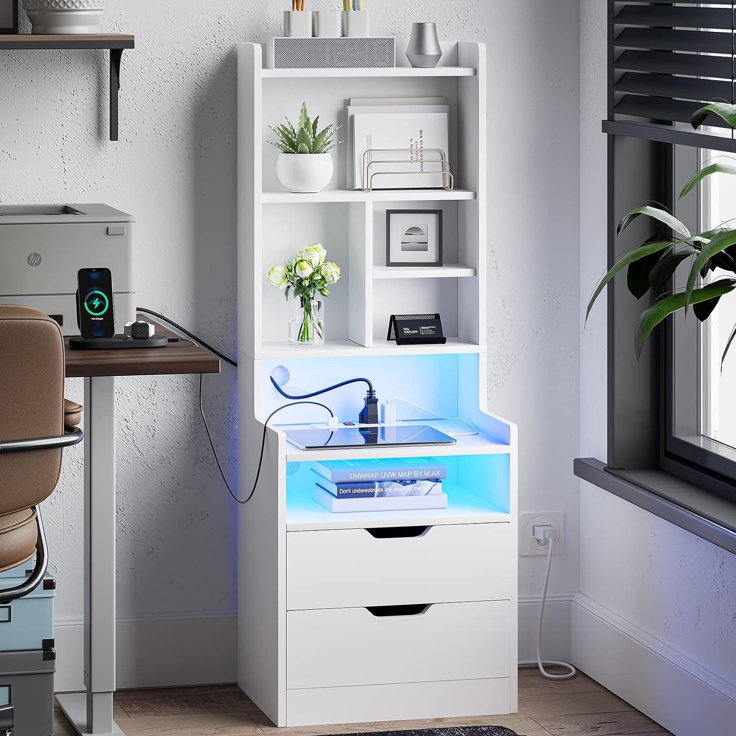 Tall bookshelf sale nightstand
