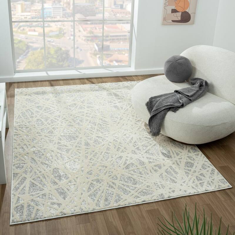 Luxe Weavers Geometric Abstract Lines Area Rug - 9x12 - Gray