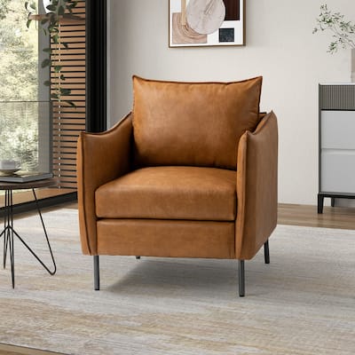 Jaime Modern Vegan Leather Armchair with Unique Arms by HULALA HOME