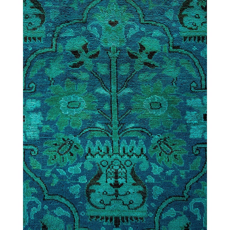 Overton Handknotted Wool Vintage Inspired Contemporary Overdyed Blue Area Rug - 17' 2" x 12' 3"