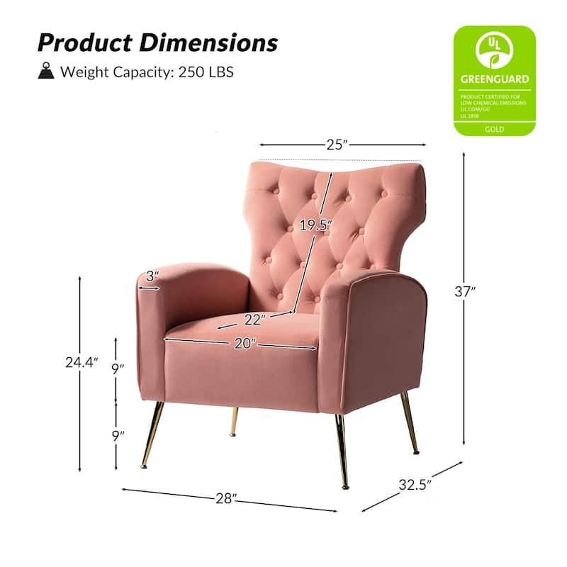 Abadiana Accent Tufted Chair with Metal Base by HULALA HOME