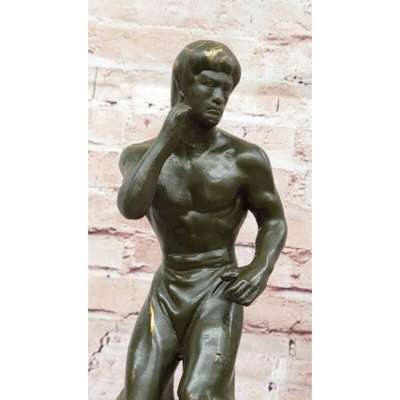 Bruce Lee Bronze Martial Artist Sculpture On Marble Base By Mavchi