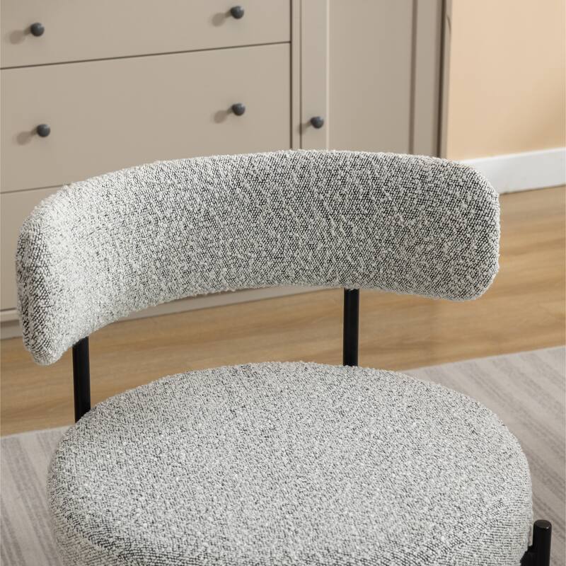 Modern Style Dining Set with Round Dining Table and Boucle Upholstered Chairs