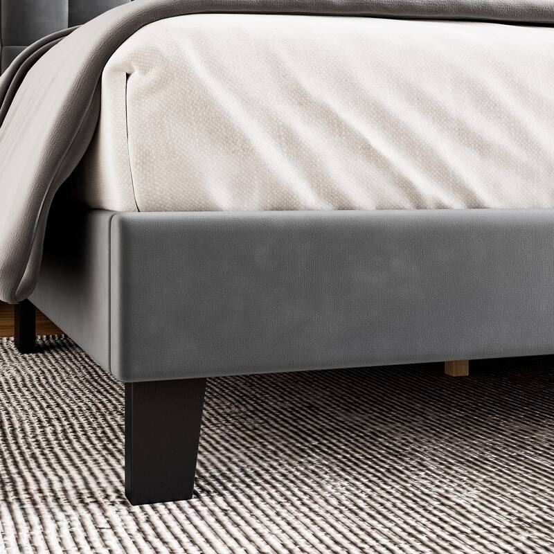 Modern Upholstered Platform Bed with Button Tufted Headboard