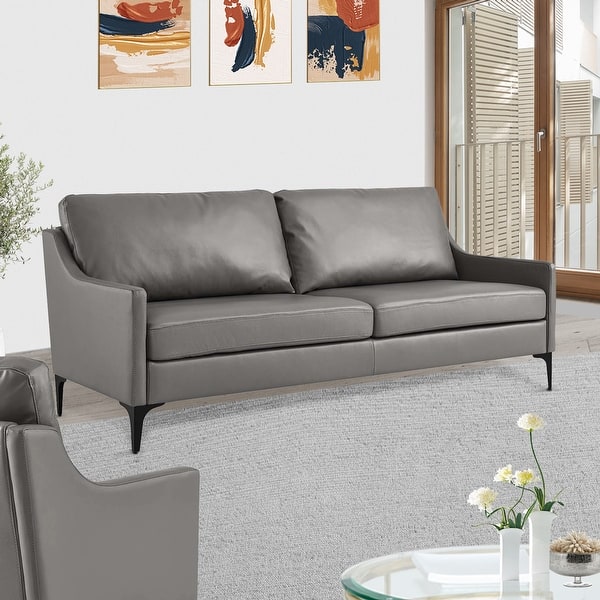 Genoa Modern Grey Leather Upholstered Sofa Bed Bath & Beyond 36909503