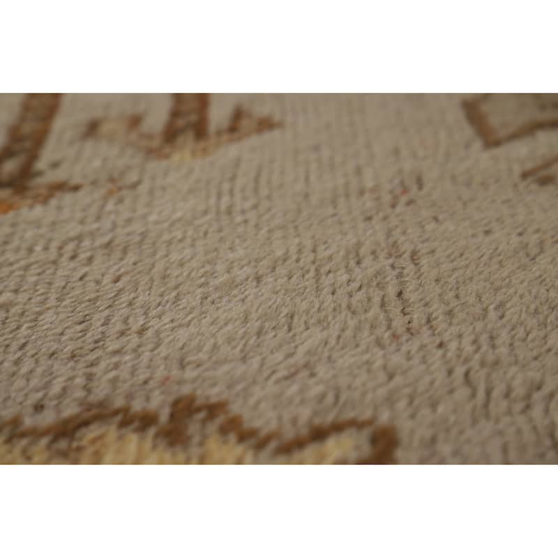 Pre-1900 Antique Vegetable Dye Oushak Turkish Rug Handmade Wool Carpet - 11'10" x 13'6"