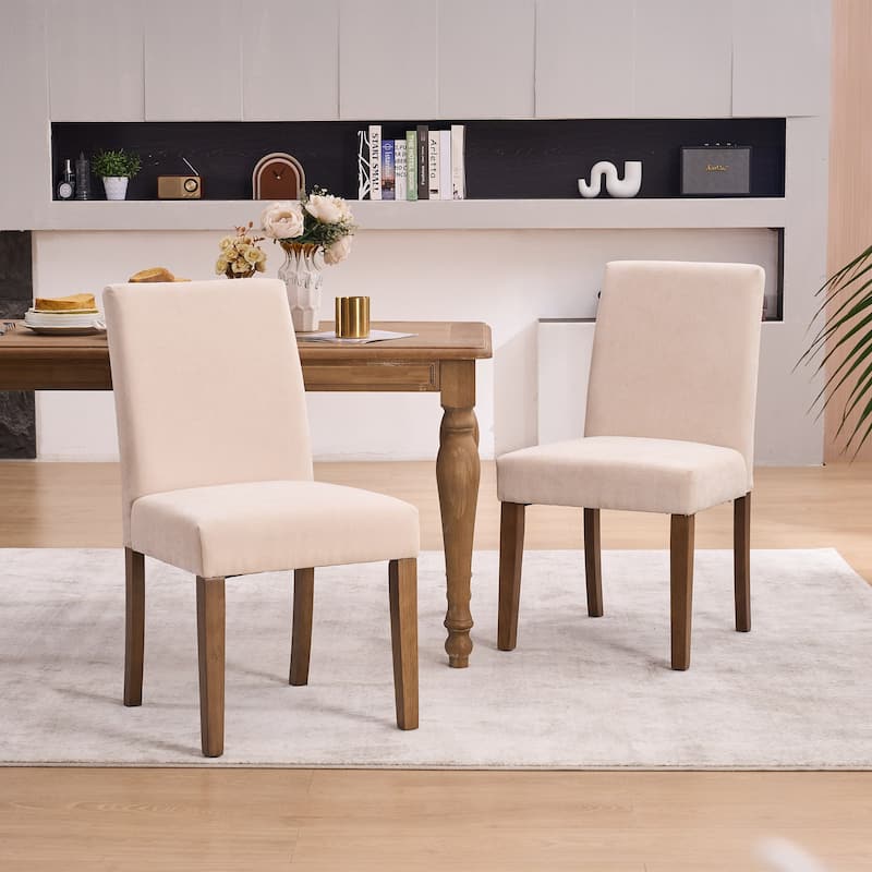 Boucle Fabric Upholstered Dining Chairs (Set of 2)