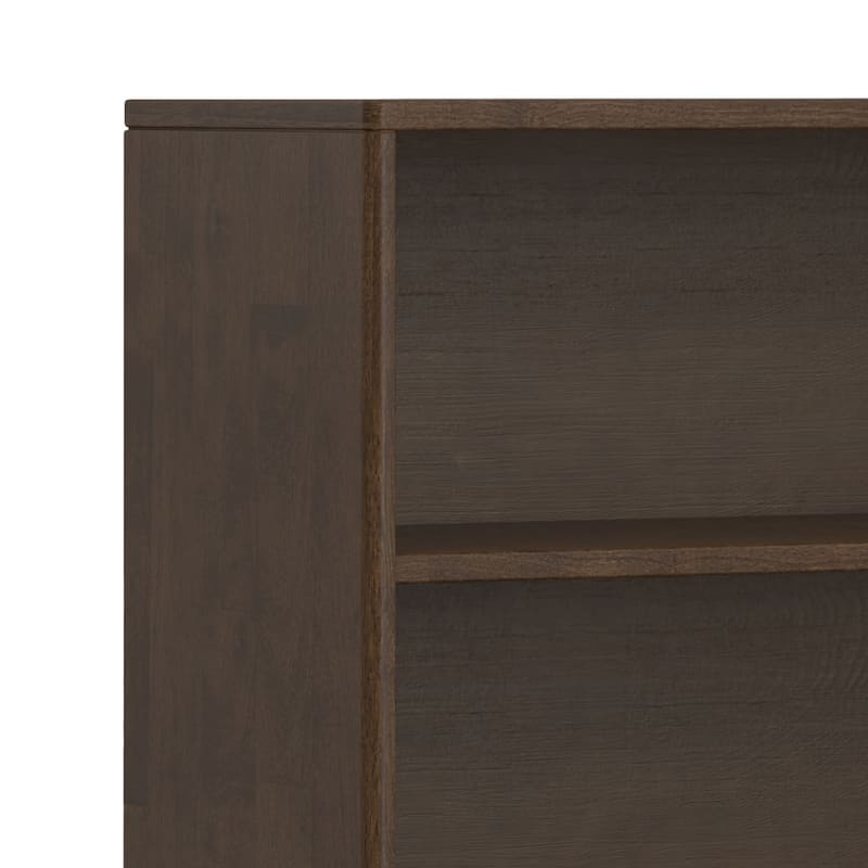 WYNDENHALL Pearson 30 x 64"Solid Wood Mid Century 4-Shelf Low Bookcase in Walnut Brown - 14"D x 64"W x 30"H