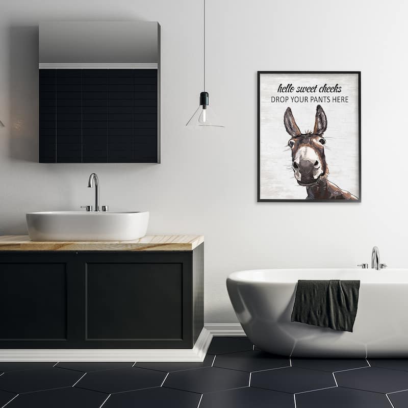 Stupell Sweet Cheeks Laundry Donkey Framed Giclee Art Design By Lettered and Lined