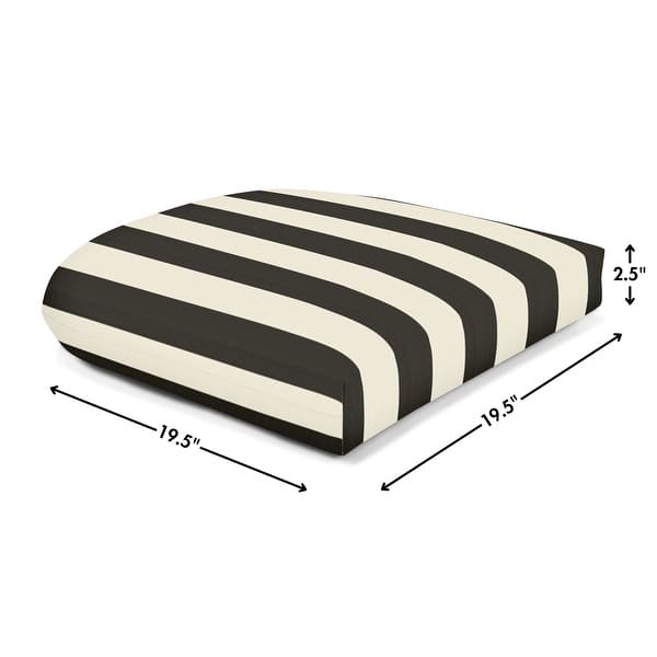 dimension image slide 4 of 9, Casual Cushion Stripe Sunbrella® Fabric 1-Piece Outdoor Wicker Seat Pad, 19.5"W x 19.5"L - 19.5"W x 19.5"L