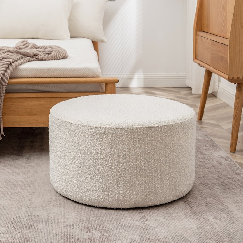 KINWELL Round Upholstered Pouf Ottoman Footrest