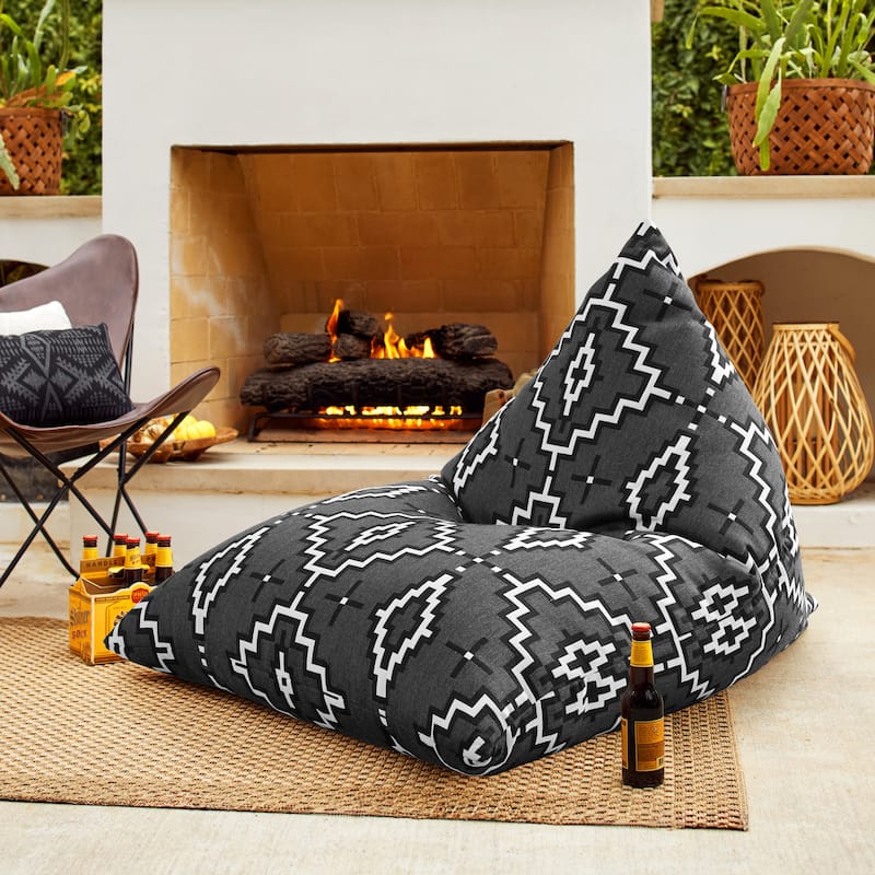 Sorra Home Sunbrella Pendleton Outdoor Bean Lounger - 54 in W x 38 in W x 21 in H - Kiva Steps Classic