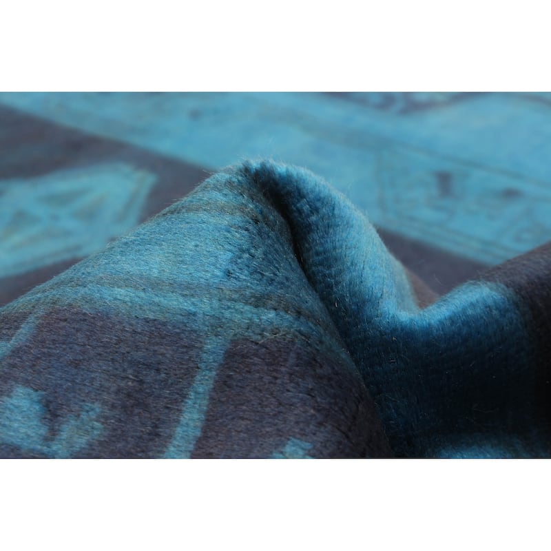 ECARPETGALLERY Hand-knotted Color Transition Teal Wool Rug - 2'9 x 6'9