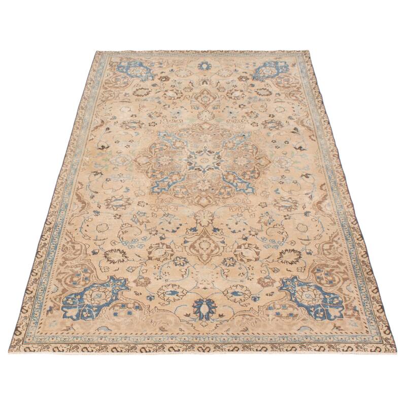 ECARPETGALLERY Hand-knotted Antalya Vintage Beige Wool Rug - 4'9 x 8'8