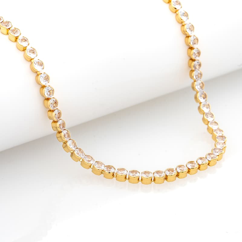Cubic Zirconia Bezel Tennis Necklace