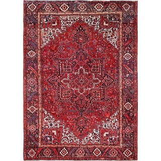 Hand Knotted Red Heriz with Wool Oriental Rug (9'6