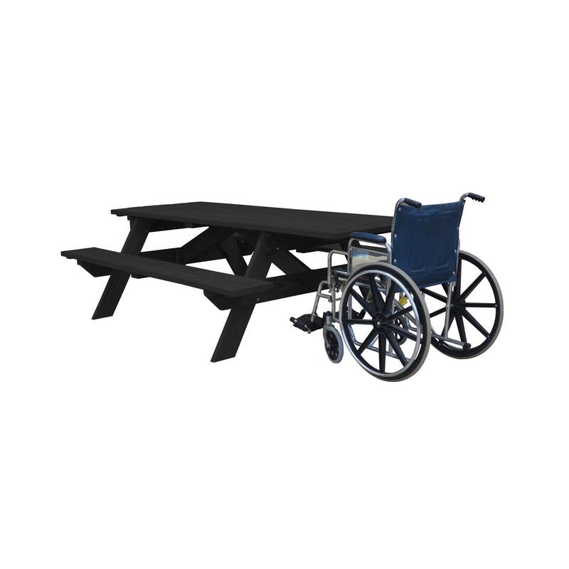 HomeRoots 94" Charcoal Solid Wood Outdoor Picnic Table