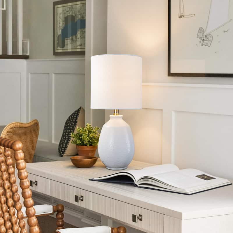 C Cattleya 19in Ceramic Table Lamp with Fabric Linen Shade