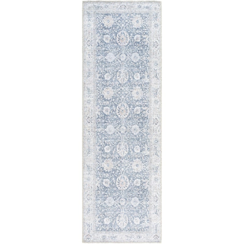 Livabliss Transitional Vinny Medallion Washable Area Rug - 2'7" x 7'10" - Blue