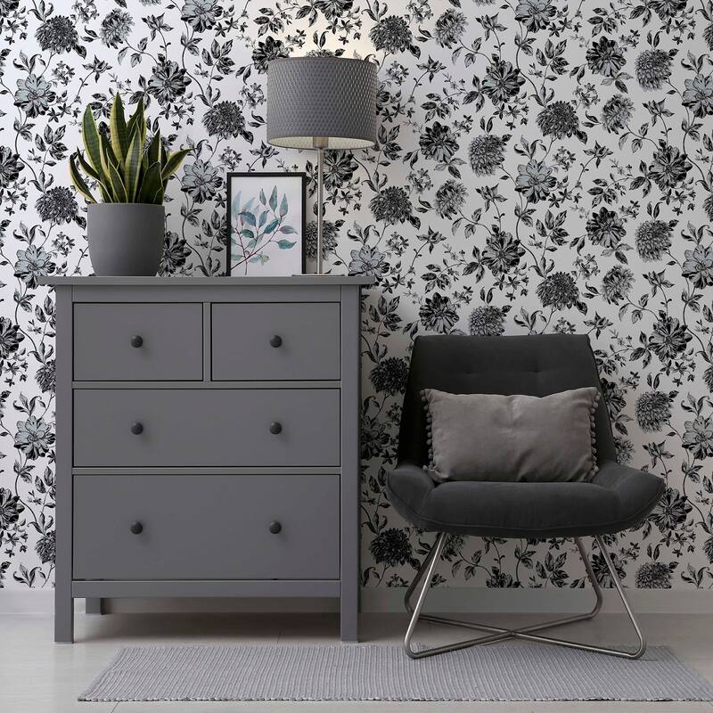 Arthouse Della Black Floral Trail Wallpaper