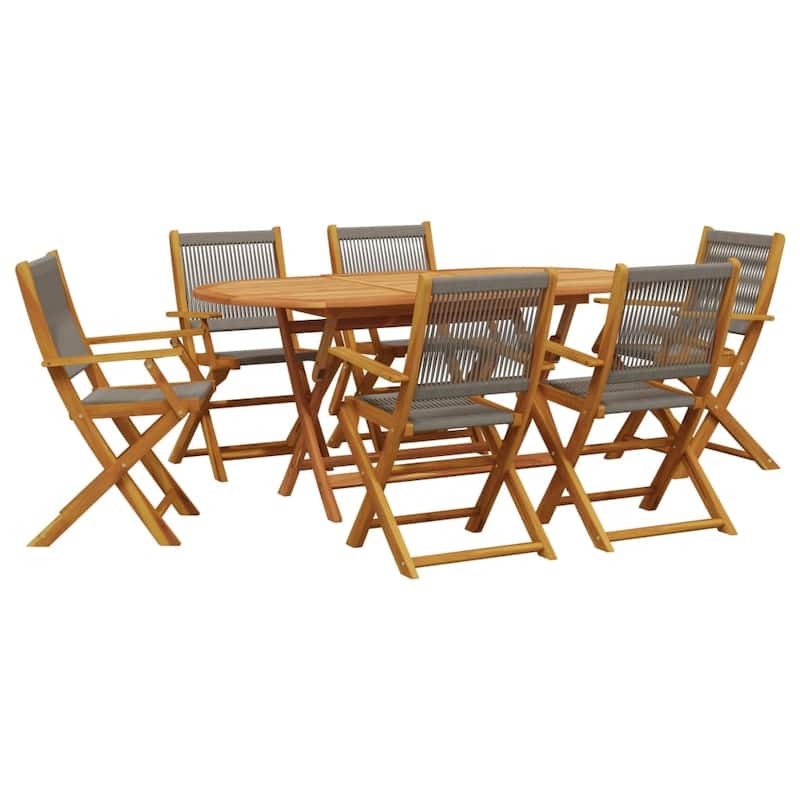 vidaXL Patio Dining Set Outdoor Furniture 7 Piece Polypropylene and Solid Wood - 13.2 x 24.8 x 11.6