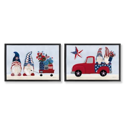 Stupell Americana Florals & Gnomes Framed Floater Canvas Wall Art Design By Yvette St. Amant (Set of 2)