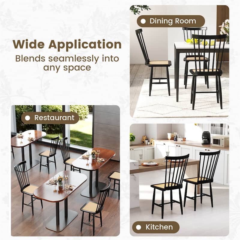 Costway Dining Chairs Set of 2/4 with PE Rattan Seats for Dining Room,