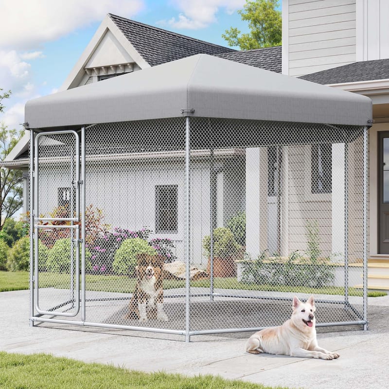 Moasis Large Outdoor Dog House with UV-Resistant Waterproof Roof Cover and Secure Lock Dog Fence Outdoor for Yard