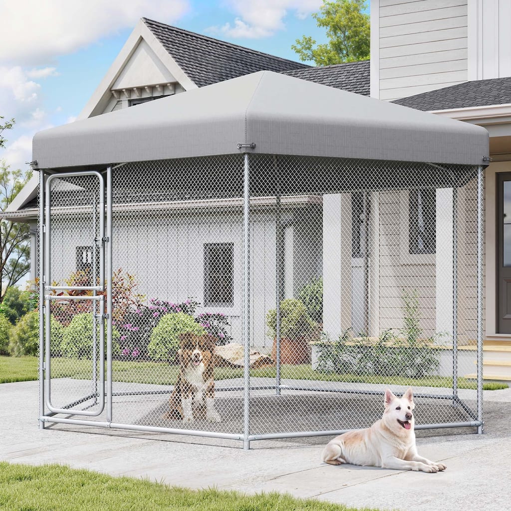 Moasis Large Outdoor Dog House with UV-Resistant Waterproof Roof Cover and Secure Lock Dog Fence Outdoor for Yard