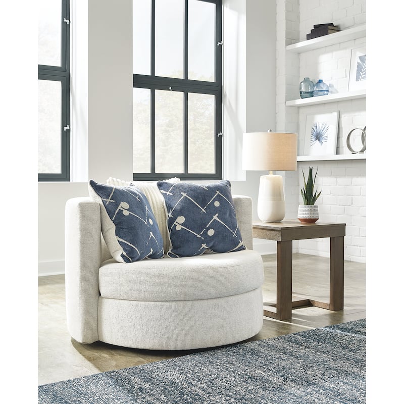 Signature Design by Ashley Padova Ivory Swivel Accent Chair - 50"W x 47"D x 32"H