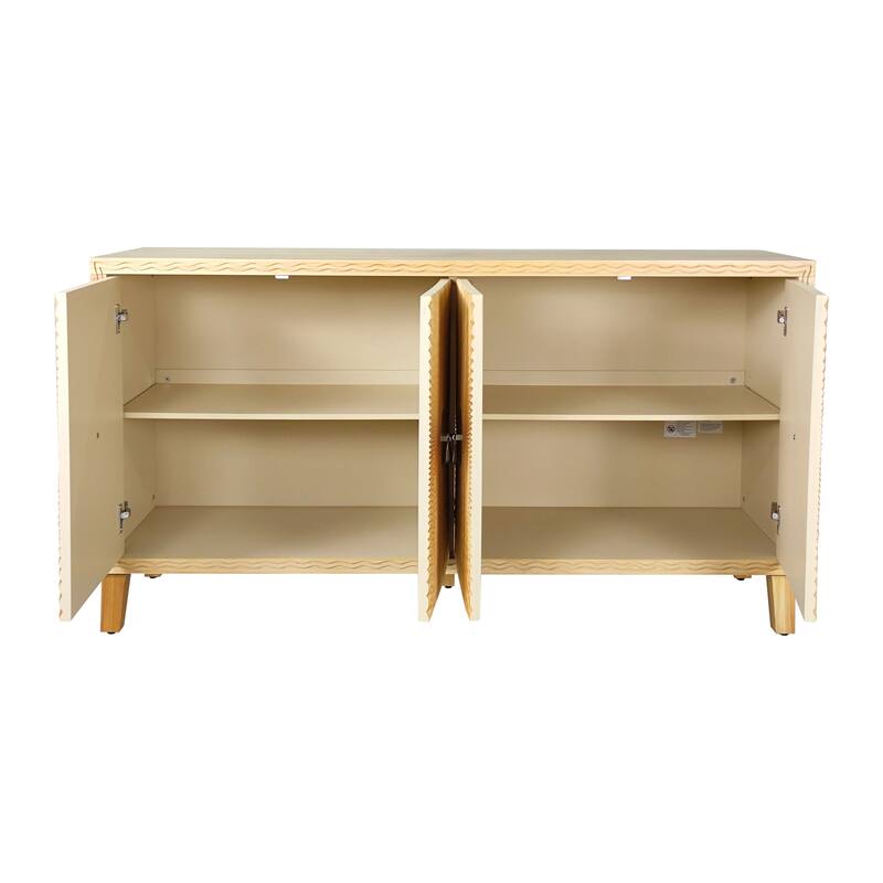 Carved Scatter Pattern Sideboard Bar Cabinet Buffet Cabinet, Natural