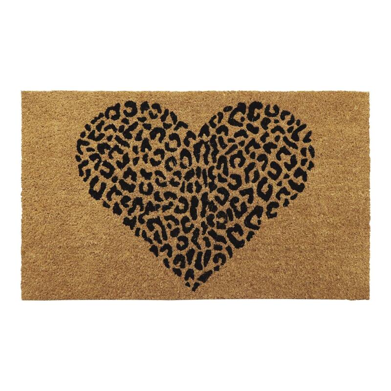 Chic Leopard Heart Welcome Mat