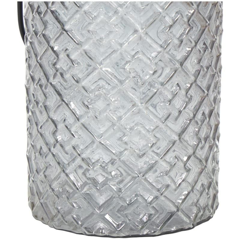 Glass Textured Candle Lantern - Black - Roche River Decor