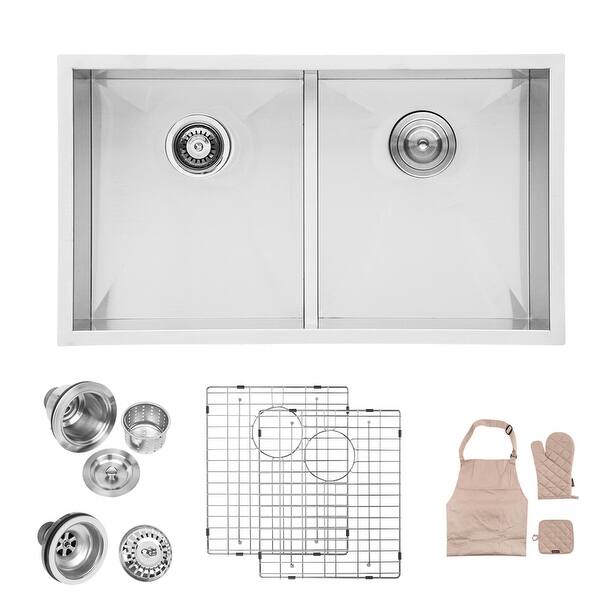 30 Inch Kitchen Sink Undermount Ledge Workstation Low Divide ...