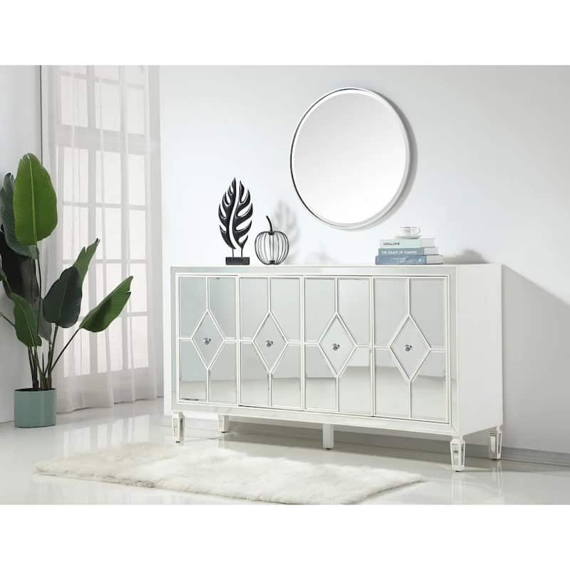 4-Door Mirrored Accent Cabinet