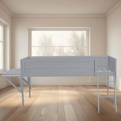 Wooden Twin and Full Gaming Loft Platform Bed Frame with Built-in Desk, Storage, and LED Lights, Perfect for eSports Setup